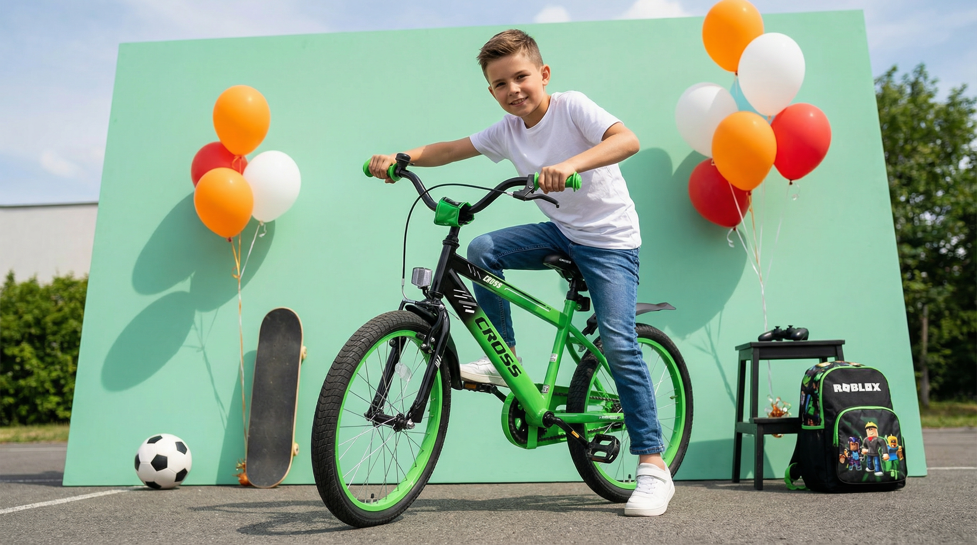 kinderfahrrad 22 zoll mit gangschaltung Jungenfahrrad 22 Zoll BMX Cross - Grün - Kinderfahrrad