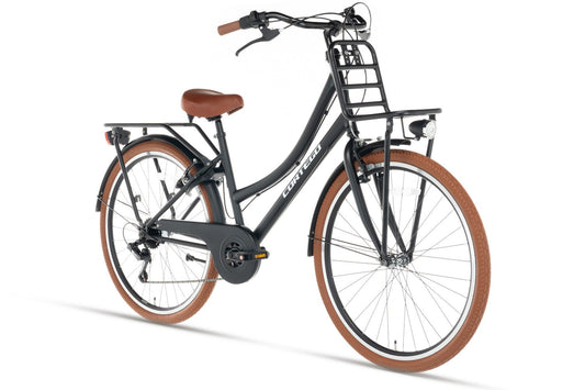 Transporter Mädchenfahrrad 26 Zoll - 7 Gänge - Mattschwarz